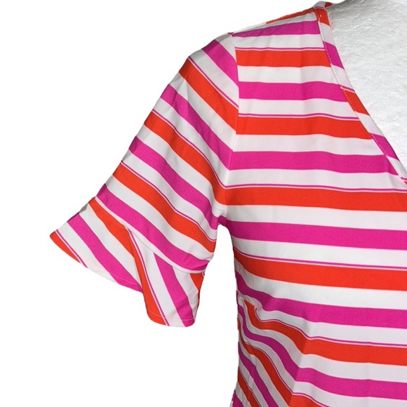 Jude Connally Nina Tonal Striped Orange & Hot Pink Mini Dress - XS - Picture 3 of 10